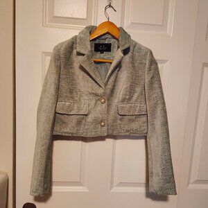 LA Coalition Sea Green Cropped Corduroy Blazer Button Front Size Medium